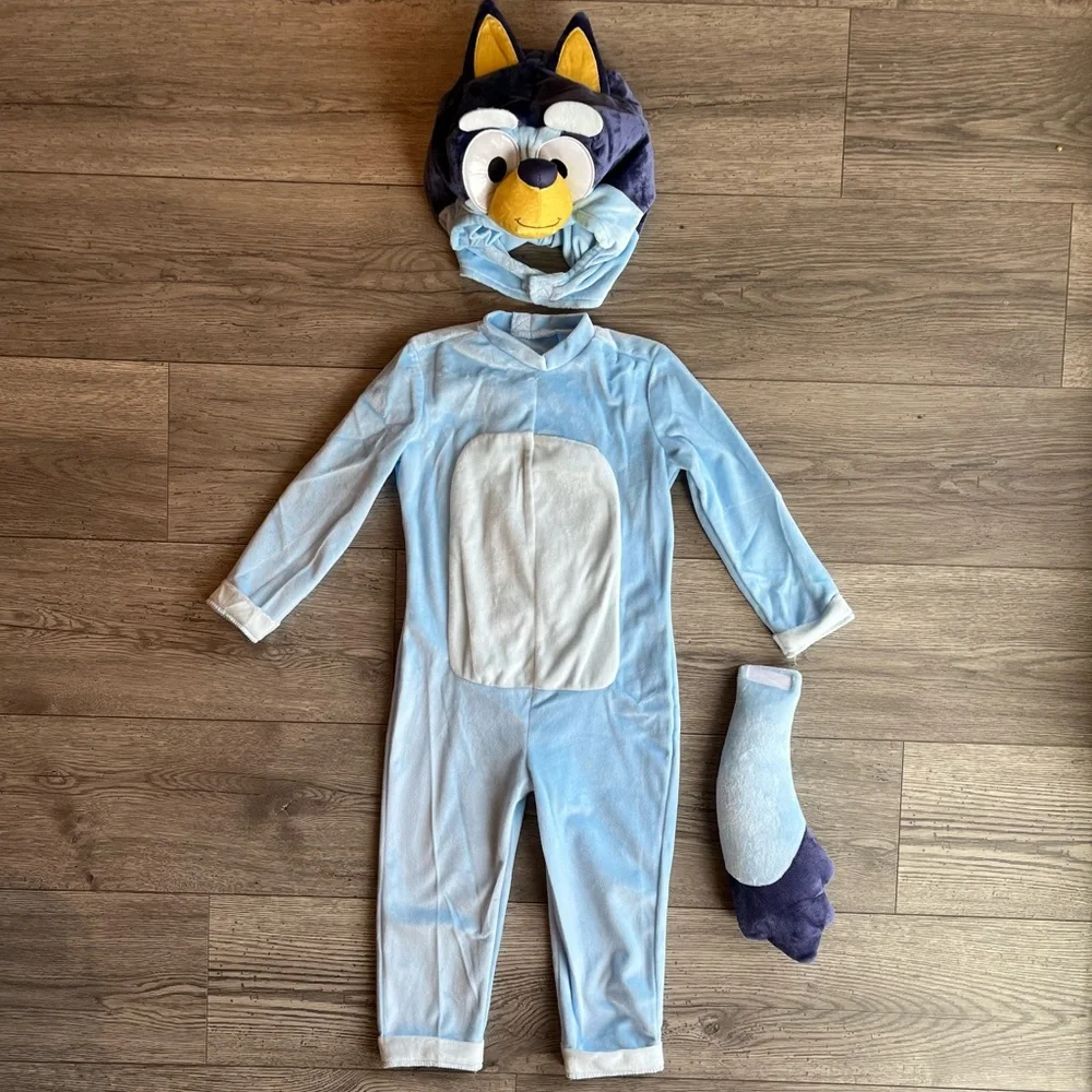 Spirit Halloween Toddler Bluey Costume Jumpsuit with Tail & Headpiece Size 2T